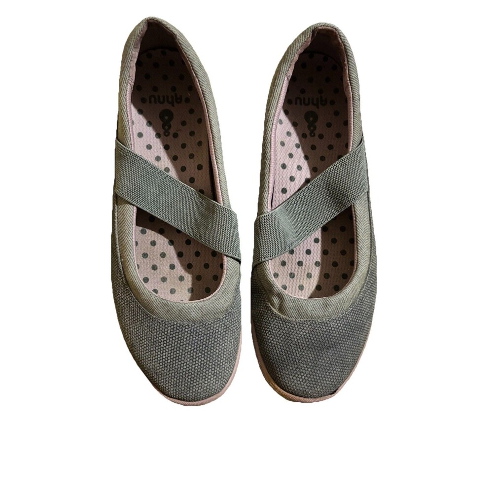 Ahnu by Teva Telegraph Women's Size 10 Mary Jane Flats Grey Pink Polka Dot Sport
